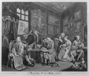 結婚アラモード、プレートI、結婚和解、1745 作： William Hogarth