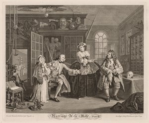 マリッジ・ア・ラ・モード: いんちきのいるシーン 作： William Hogarth