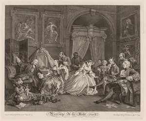 ファッショナブルな結婚: トイレのシーン 作： William Hogarth