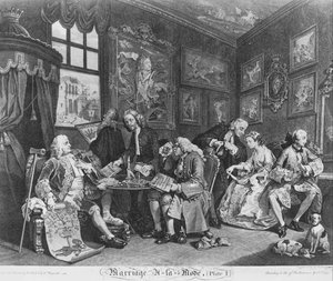 当世風結婚、プレート1、（結婚契約） 作： William Hogarth