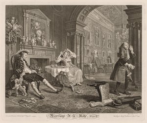 結婚アラモード：プレートII、1745。 作： William Hogarth