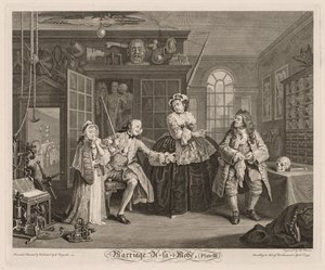 マリッジ・ア・ラ・モード: いんちきのいるシーン 作： William Hogarth