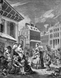朝 - ロンドンの街並み 作： William Hogarth