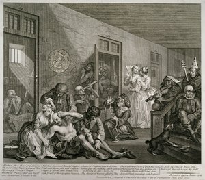 レーキの進歩からのプレートVIII、1735 作： William Hogarth