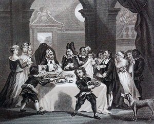 饗宴のサンチョ、医者に飢えさせられた by ウィリアム・ホガース 作： William Hogarth