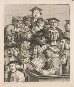 講義での学者、1736-1737。 作： William Hogarth