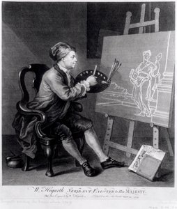 アーティスト、パブによって刻まれたコミックミューズを描いた自画像。 1758