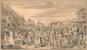 産業とアイドルのプレートXIのスケッチ、1747 作： William Hogarth
