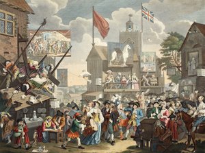 サザークフェア、1733年、「ホガースの復元：トーマスクックによって再彫刻された有名なウィリアムホガースの全作品」のイラスト、パブ。 1812（手塗りの彫刻） 作： William Hogarth