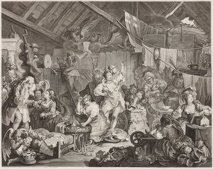 散歩する女優の納屋でのドレッシング-ハイキングの女優による納屋での着替え。 1738 作： William Hogarth