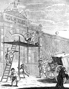 テイスト：バーリントンハウスの門、1731年。 作： William Hogarth