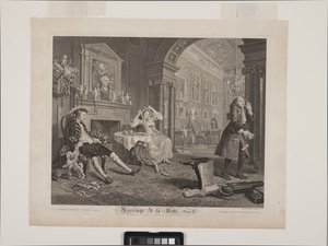 A Cena do Café da Manhã: Casamento À La Mode, Placa 2 (ecching e gravura) 作： William Hogarth
