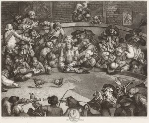 コックピット- Der Hahnenkampfplatz。 1759 作： William Hogarth