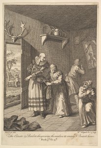 ドン・キホーテホームシックスI ...、1756年以降を伝えるために、職人と理髪師が自分自身を偽装しています。 作： William Hogarth