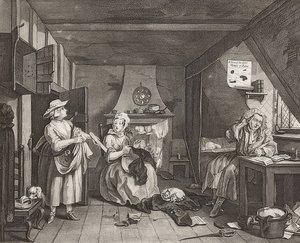苦しめられた詩人。 1736-40 作： William Hogarth