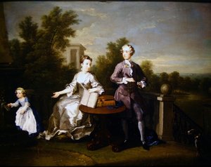 ケンジントンのテラスでのエドワード・ハミルトン・ファミリー 作： William Hogarth