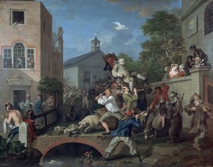 メンバーを議長とする選挙IV、1754-55 作： William Hogarth