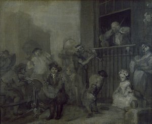 激怒したミュージシャン、17世紀 作： William Hogarth