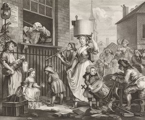 激怒したミュージシャン。 1741 作： William Hogarth