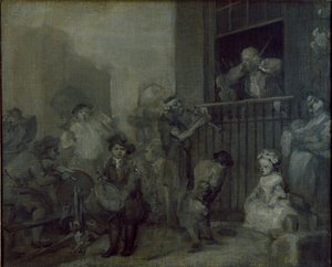 激怒したミュージシャン、c1741 作： William Hogarth