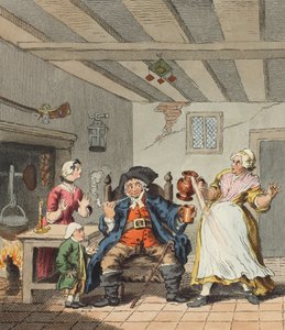 The Farmer&39;s Return、illustration from &39;Hogarth Restored：The Whole Works of the有名なWilliam Hogarth、re-engraved by Thomas Cook&39;、pub 1812（手塗りの彫刻） 作： William Hogarth