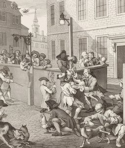 虐待の第一段階。 From：残酷な四段階-残酷な四段階。 1751 作： William Hogarth