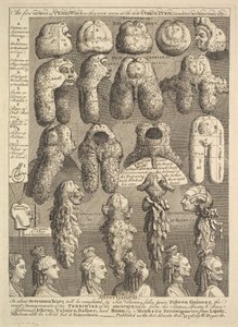 ペリウィッグの5つの秩序、1761年。 作： William Hogarth