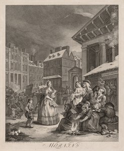 1日の4回、1738年。 作： William Hogarth