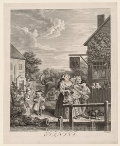 1日の4回：夜、1738年。 作： William Hogarth