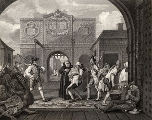 「ウィリアム・ホガースの作品」からのカレーの門、またはオールド・イングランドのローストビーフO、1833年発行 作： William Hogarth