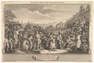 Tyburnで実行されたIdle Prentice：Industry and Idleness、プレート11、1747年9月30日。 作： William Hogarth