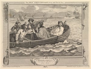 Idle Prenticeが振り向いて海に送られました：産業とアイドルネス、プレート5、1747年9月30日。 作： William Hogarth