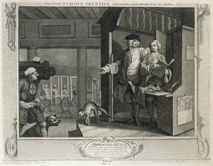 インダストリアス &39;Prentice a Favorite and Entrusted by Master&39;、plate IV of &39;Industry and Idleness&39;、1833発行