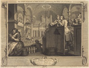 クリスチャンの義務を果たす勤勉な見習い 作： William Hogarth