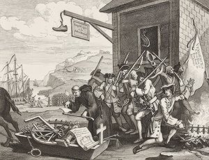 侵略、プレート1：フランス-死の侵略、ブラット1：フランクライヒ。 1756年 作： William Hogarth