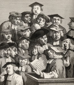 1833年に出版された「The Works of William Hogarth」より「The Lecture」（リトグラフ）。 作： William Hogarth