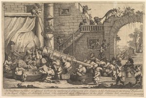 1726年12月、レムエルガリバーに科された罰。 作： William Hogarth