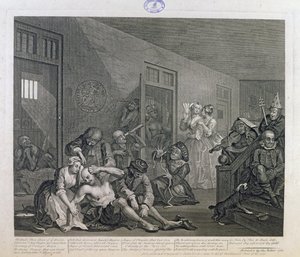 ベッドラムのレーキ、「レーキの進歩」からのプレートVIII、1763 作： William Hogarth