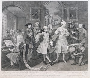 1735年のAレーキプログレスからのレーキ堤防、プレートII 作： William Hogarth