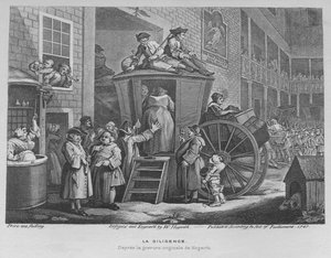 ステージコーチまたはカントリーインヤード、1747 作： William Hogarth