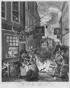 昼間、夜間、1738 作： William Hogarth