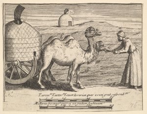 2つのヒトコブラクダAubry de La Mottrayesはヨーロッパ、アジア、そしてパート...、1723-24を旅します。 作： William Hogarth