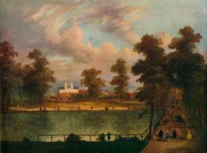 セントジェームズパークのビュー、ロザモンズの池、1840年、1909年 作： William Hogarth