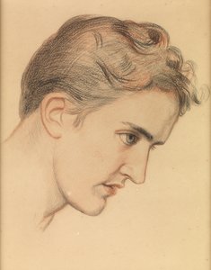 ウジェニー・セラーズ、「シャロットの女」のための研究、1895年頃（紙に色のついたチョーク）