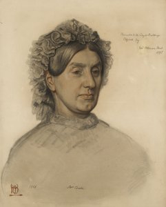 トーマス・クーム夫人（1806-1893）（赤と黒のチョーク） 作： William Holman Hunt