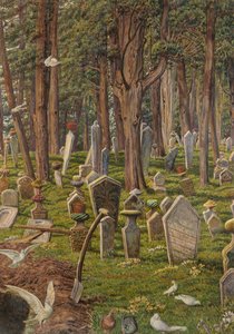 スリーピングシティ：ペラの墓地、コンスタンティノープル、1856年-1888年（紙に水彩） 作： William Holman Hunt