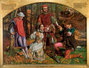 バレンタイン、1851年にプロテウスからシルビアを救出。 作： William Holman Hunt