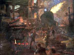 「イングランドの富：製鋼のベッセマープロセス」、1895 作： William Holt Yates Titcomb