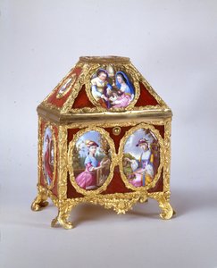 1770年頃、ジェームズ・コックス作のヴァージ・ウォッチが入ったジョージ3世の棺（金色の金属、エナメル、ヴェール・エグロメーズ）（741846も参照