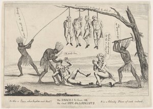 1783年の「野蛮人の解放」または「ロイヤリストの残酷な運命」。 作： William Humphrey